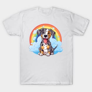 Cute Catahoula Leopard Dog Rainbow Cloud Kawaii Dog Happy Puppy T-Shirt